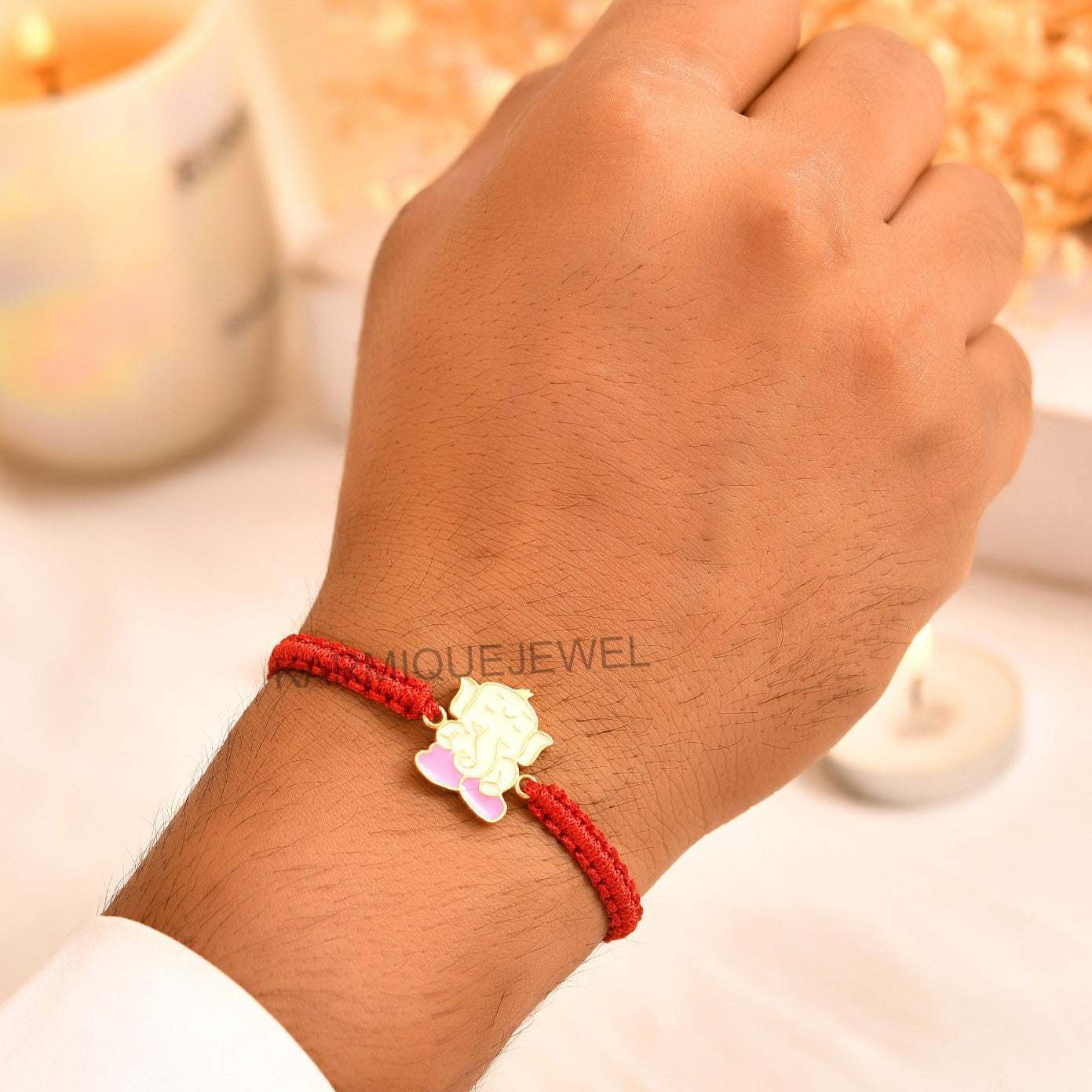GANESH (enamel )925 Silver Rakhi