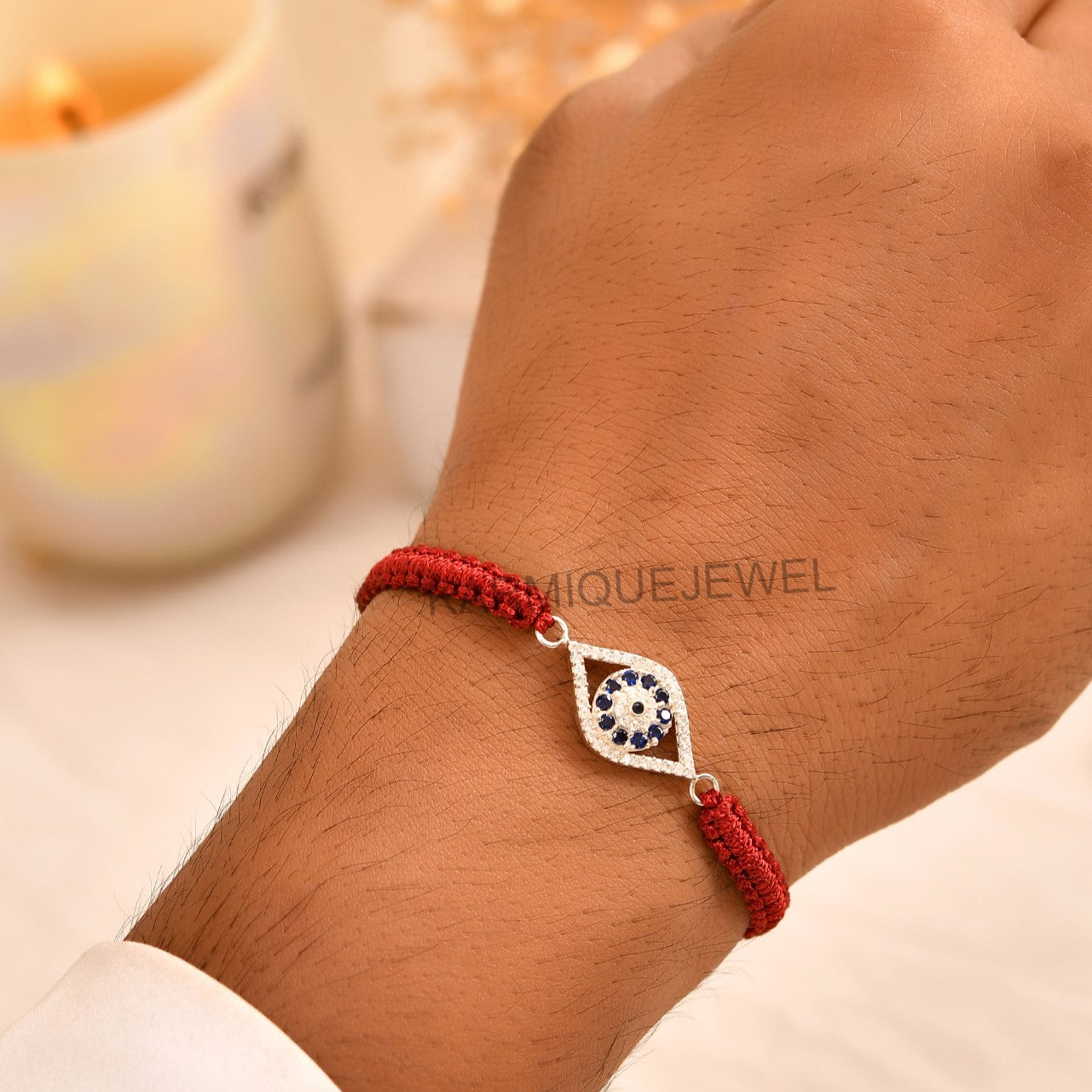BLUE EVIL EYE 925 Silver Rakhi