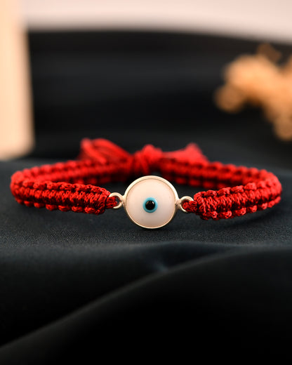 WHITE EVIL EYE 925 Silver Rakhi